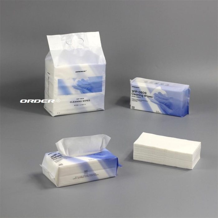 55% Cellulose 45% PET Pup-up bag Cleanroom Nonwoven Surface Cleaning Wipes - 图片 4
